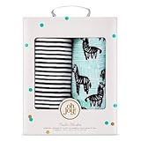 Oh Joy! Baby Infant Muslin Blanket - Zebras/Stripes - 2pk - Black/Mint Green [並行輸入品]