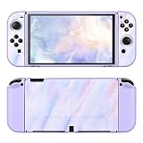 DLseego Switch OLED ケース スイッチ有機el カバー Switch OLEDに対応カバー　ニンテンドー有機elモデルケース 有機ELモデル用カバー 軽量薄型 TPU製 ソフト　分離式カバー 耐衝撃 全面保護 着脱簡単 防水防塵 パープル