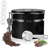 コーヒーキャニスター 800ml コーヒー豆 保存容器 密封容器 交換用バルブ付き スプーン付き 200g 茶筒 お菓子 糖 香料 日付表示 防湿保存缶 ブラック