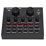 Richer-R ポータブルライブサウンドカード V8第2世代Bluetoothコンピュータサウンドカード 複数の効果音 ライブストリーミングチャーター音楽録音 ABS製ボイスカード DJネットワーク ライブ放送 カラオケ ブラック