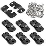 額縁フック 額縁吊金具 6組 12個入り 額縁 ブラケット金具 ネジ付 壁掛け フック 留め具 吊り下げ 固定 金具 絵画/展示会/写真フレーム/鏡/時計などに 取り付け簡単 ステンレス製 (ブラック, 2穴)