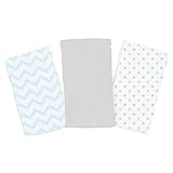 SwaddleMe Premium Muslin Blankets 3-PK, Teal Chevron & Stars (OS) by SwaddleMe