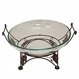 EcWorld Enterprises 7789227 Urban Designs Natures Cradle Glass Bowl Center Piece With Metal Stand