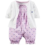 カーターズ（Carter's）女の子用ライラックハート柄ロンパースxホワイトカーディガンお出かけ用2点セット (12months(72-78cm)) [並... [並行輸入品]