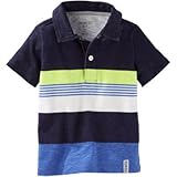 OSHKOSH(オシュコシュ) エンジニア ストライプジャージポロ ネイビー トップス半袖シャツ 24ヶ月【並行輸入】