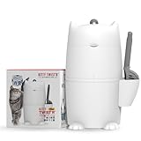 防臭ゴミ箱 臭わない 猫砂ごみ箱 消臭 密閉 シールズ フタ付き ゴミ箱 Kitty Twist'R 猫の形 猫トイレ ペット用 犬猫 おむつ (ホワイト・ハンドル)