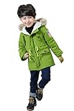 子ども 裏起毛　ダウンジャケット ダウンベスト ダウンコート 中綿コート 綿服　キッズ 防寒 冬　フード付き アウター 男の子 女の子　冬 ボーイズ　ガールズ　(グリーン) 110/120/130/1