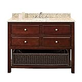Ove Decorsダニー・42浴室洗面化粧台、チョコレートでベージュGranite Vanity Top &ホワイトBasin、42-inch by 21-inch
