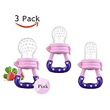 3 Pack Baby Food Feeder Fruit FoodシリコンニップルTeething Toy再利用可能なAching Gumsおしゃぶり、ピンク