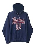 マジェスティックMinnesota Twins Adult Large Full Zip Hoodieフード付きスウェットシャツ/ジャケット – ネイビーブルー