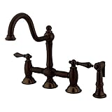 Kingston Brass KS3795ALBS Restoration 8-Inch Center Kitchen Faucet with Brass Sprayer, 9-Inch, Oil R