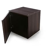 LOWYA （ロウヤ） キューブボックス 収納 正立方体 扉付き フルオープン リアル木目調 組み合わせ自由自在 幅39cm 1個単品販売 ドアタイプ ウォルナット おしゃれ