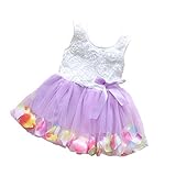 Ruideng 子供の女の子の夏のレースの花びらカラフルな裾のドレスのスカート (6, パープル)