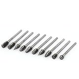 uxcell　ヤスリセット　ロータリーヤスリ　カッター　彫刻ビット　切削　タングステンカーバイド　3mmx6mm　10本入り