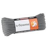 スフローム(s-flowme) パラコード 7芯 4mm x 30m 耐荷重 250kg クラフト テントロープ アクセサリー ブレスレッド アウトドア キャンプ テント タープ 用固定用紐 ガイロープ ロープ A12 シルバー