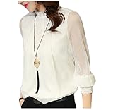 [ライオンガーデン] LG44 WH M 透け感ワンピース シャツ トップス しろ くろ 半袖 おしゃれ 着やせ 綺麗 7分袖 レース スリーブ 夏 なつ 春 はる 長袖 長そで 花柄 花 柄 チェッ