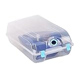 Umora シューズボックス 本体収納可 透明 PP製 通気孔付 滑り止め 超省スペース （ブルー 一箱入り）