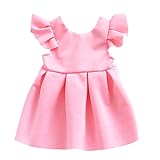 MyMei ワンピース ドレス スカート ベビー服 子供服 ガールズウェア カジュアル 春夏ウェア 袖なし 無地 伸縮性 通気性 吸汗 (80, ピンク)