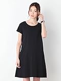 Angeliebe エンジェリーベ マタニティ 授乳口 付 コットン Aライン ワンピース 産前 産後 妊婦服 半袖 M ～ L ブラック