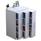 本棚 スライド スライド本棚 すきま 収納 隙間収納 スリムラック 3連 ロータイプ 本棚 3列 薄型 コミック収納 キャスター付き ホワイト