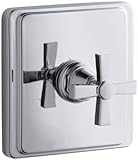 KOHLER K-T13173-3A-CP Pinstripe Pure Thermostatic Valve Trim, Cross Handle, Polished Chrome [並行輸入品]