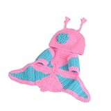 (スマイル ワキキ)Smile YKK 赤ちゃん ベビー帽子 服 ニット 着ぐるみ コスチューム 寝相アート 新生児 出産祝い 記念写真 バタフライ ブルー