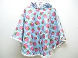 オレンジボンボン(ORANGE BONBON) レインポンチョ ギンガムイチゴ ブルー M