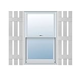 Ekena Millwork LS3S12X05100WH Lifetime Vinyl Standard Three Board Spaced Board-N-Batten Shutters wit