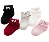 [インソミラ] InSomila 子供のソックス 綿 子供靴下 キッズ ソックス 5足 セット 女の子 お姫様 リボン ベビー シンプル カラー 柔らかい 秋 冬