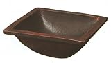 信楽焼陶器 スクエア 窯肌手洗鉢 埋込 鉄伊羅保釉 径25cm MA520