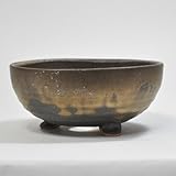 信楽焼 金彩足付丸 盆栽・山野草鉢 5号鉢 幅15cm×奥行き15cm×高さ6.5cm