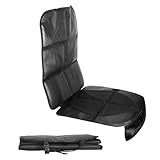 Duomishu チャイルドシートマット 車保護シート 滑り止め 収納ポケット付き ブラック