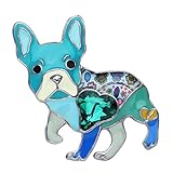 DUOWEI 合金 エナメル ラインストーン フレンチブルドッグ パグ 犬 ブローチ ペットピン スカーフ 衣類 ジュエリー ギフト 女性や恋人に ブルー