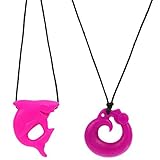 MyBoo Autism Sensory Chewable Dragon and Shark Pendant Bundle - Set of 2, Pink by MyBoo