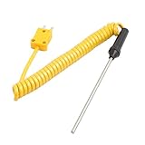 uxcell　プローブ熱電対　プラスチック製　イエロー　Kタイプ　-50~+400C　93mmx3mm