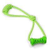 Fluffy Paws 16 Dental Chewing Biting Pet Tug Rope with Rubber Chew Toy Green/White [並行輸入品]