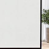 DUJEQM 窓目隠しフィルム 防犯シート 断熱対策 水貼り可能 UVカット 日差し対策 すりガラスフィルム (薄白, 90 x 400CM)