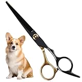 PURAIMAトリミング ハサミ カーブシザー シザー トリミング はさみトリミングシザー 犬トリミング ステンレス製 プロフェッショナルな犬用グルーミングはさみセット黒金