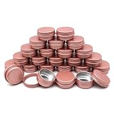 Wopanxye 24個パック 10g/10ml 1/3oz 小分け丸ケース アクセサリー収納 詰め替え容器の瓶の缶 マットピンク アルミ缶 アルミケース 茶 蝋燭の唇光沢のバーム クリームケース ローション ピル 化粧品 家庭用、旅行用品、出張、温泉 携帯用 手作り DIY クリームジャー