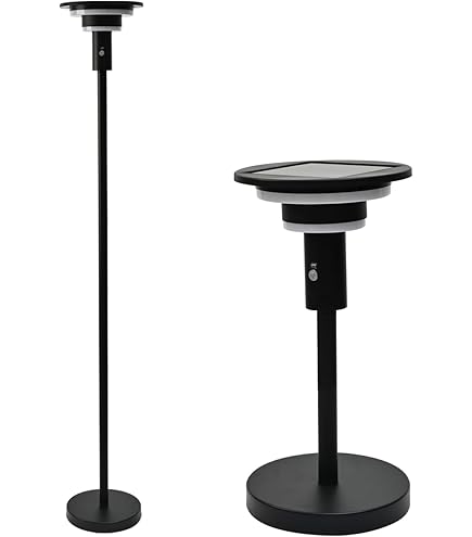 Lucide ANTRIM - oplaadbare staande lamp met leeslamp - batterij/batterij - LED dim.- 1x2,2W 2700K - IP54 - Met draadloos laadstation - Zwart