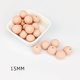 Mamimami Home シリコーン製 安全歯固め ビーズ 15MM 授乳看護用 ネックレス おしゃぶりチェーン 幼児 噛がため玩具 新生児贈り物 DIY用 円形 アクセサリー 17色選択可能 50