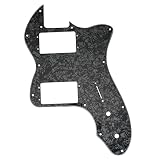 Musiclily Pro 12穴 テレキャスターピックガード2ハムマウント仕様 Fender American/Mexican 1972 Tele Thinlineエレキギター用、ブラックパール4P