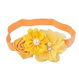 ノーブランド品 赤ちゃん　女の子　弾性　写真撮影　小道具　ヘアバンド　髪飾り　ヘッドバンド　花　全12色選べる - 黄色