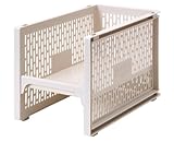 サンコープラスチック 収積重ね収納 eラックSM 幅22.6×奥38.8×高24.9cm ベージュ