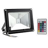 Justech 投光器 led 作業灯 20W 防水 RGB 庭/池/壁/駐車場 看板灯 リモコン付き