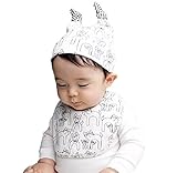スタイ 帽子 セット猫 コットン よだれかけ 出産祝い プレゼント (オフホワイト)