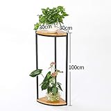 IAIZI ホタテの花フレームリビングルームの寝室の装飾のストレージシェルフ鍛造鉄コーナー2層の木製の組織フレーム (サイズ さいず : 30 * 30 * 100cm)