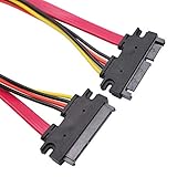 ViViSun【0.3m 2本装】7+15pin SATA延長ケーブル オスtoメス 電源+データ伝送 (0.3m 2本装, Black)
