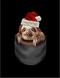 【ノーブランド品】【ナマケモノの赤ちゃん・ポケット・サンタ・クリスマス 】 黒マットペーパー（白フレーム付き）A3サイズ