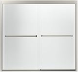 Sterling 581005-59N-G03 Meritor Frameless Sliding Bath Door with Frosted Glass Pattern, 59-3/8 x 55-